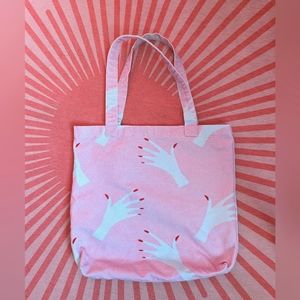 Hayley Elsaesser hand print pink tote bag
